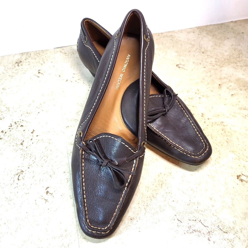 Antonio Melani Baldwin Brown Loafer Low Heel Rubber Sole 7 1/2 M Career Corpcore